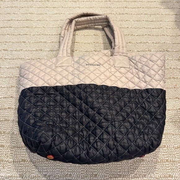 MZ Wallace Quilted Cream and Black Metro Tote Bag - Picture 3 of 8